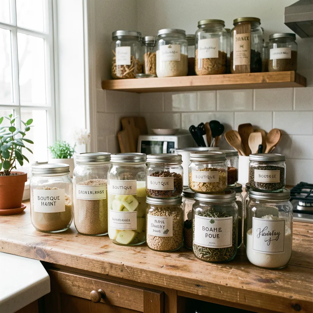Organized pantry shelves